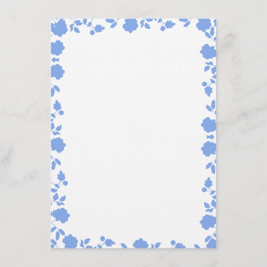 Romantic Zacht  Blauw Bindmenu Menu (Achterkant)