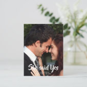 Romantic Ze zei ja Foto Save the Date Aankondigingskaart (Staand voorkant)