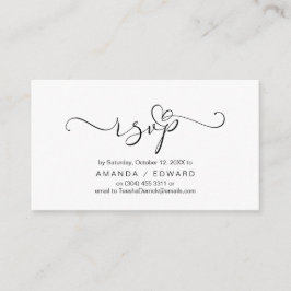Romantic, Zwart, Uitnodiging RSVP, antwoord Informatiekaartje