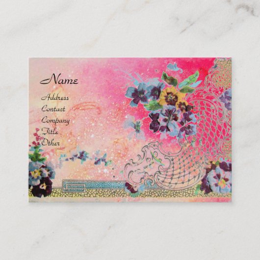 ROMANTICA 2 / Mooie Pansies in roze en blauw Visitekaartje (Voorkant)