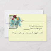 ROMANTİCA 3 BLOEMEN BRUILOFT MONOGRAM RSVP, metall RSVP Kaartje (Achterkant)