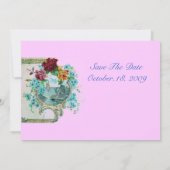 ROMANTICA 3 Bloemig Blauw Roze Bruiloft Feest Kaart (Achterkant)