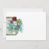 ROMANTICA 3, Floral Blue White Wedding Party Kaart (Achterkant)