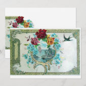 ROMANTICA 3, Floral Blue White Wedding Party Kaart (Voorkant / Achterkant)