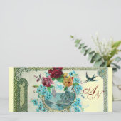 ROMANTİCA 3 MONOGRAM blauw roze rood goud Aankondiging (Staand voorkant)