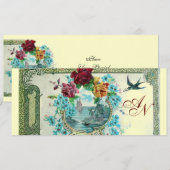ROMANTİCA 3 MONOGRAM blauw roze rood goud Aankondiging (Voorkant / Achterkant)