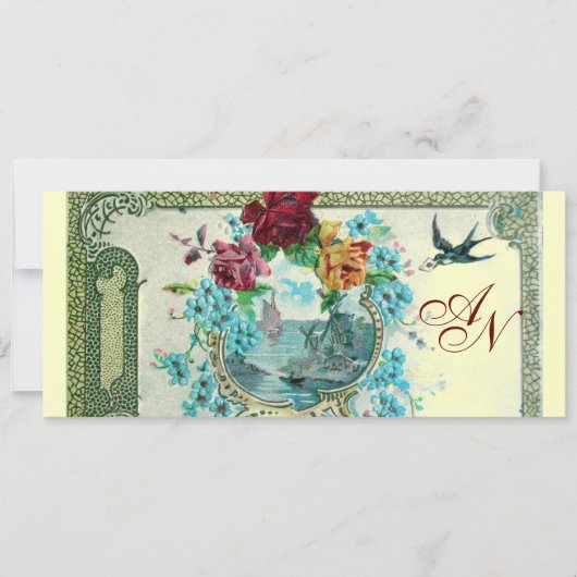 ROMANTİCA 3 MONOGRAM blauw roze rood goud Aankondiging (Voorkant)