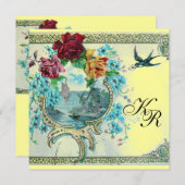 ROMANTİCA 3 MONOGRAM, Blue Yellow Weddenschap Aankondiging (Voorkant / Achterkant)