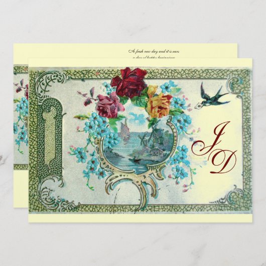 ROMANTİCA 3 MONOGRAM Gold metallic papier Kaart (Voorkant / Achterkant)