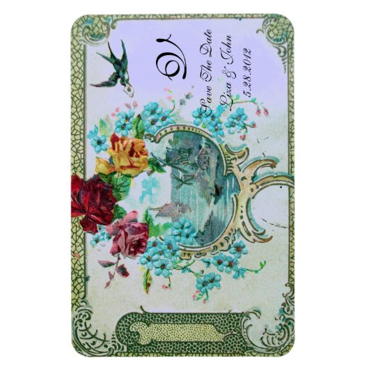 ROMANTİCA 3 MONOGRAM, slaat de datum op Magneet (Verticaal)