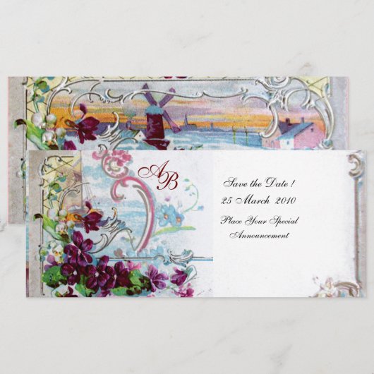 ROMANTICA  4 MONOGRAAM KAART (Voorkant / Achterkant)