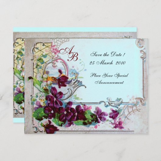 ROMANTICA  4 MONOGRAM 2 ,Blauw Kaart (Voorkant / Achterkant)