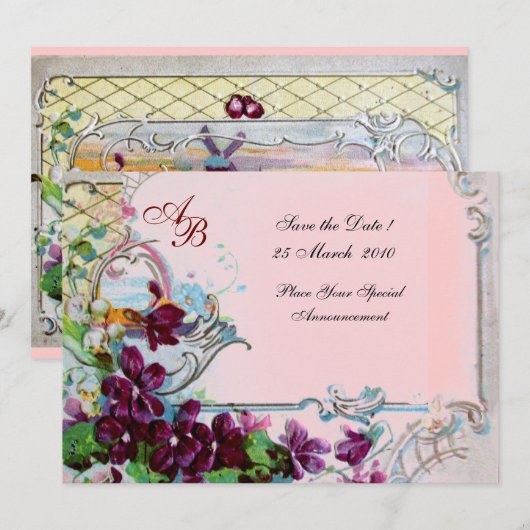 ROMANTICA 4 MONOGRAM ,Roze Kaart (Voorkant / Achterkant)