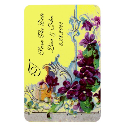 ROMANTİCA 4 MONOGRAM, sparen de Datum, groen, geel Magneet (Verticaal)