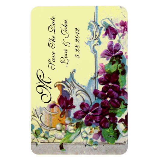 ROMANTİCA 4 MONOGRAM, sparen de Datum, groen, geel Magneet (Verticaal)