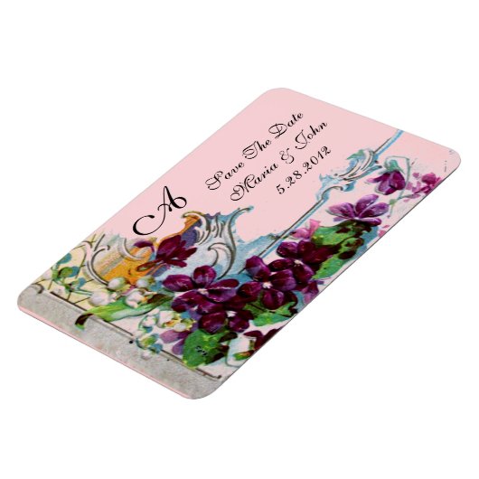 ROMANTİCA 4 MONOGRAM, sparen de Datum, groen, roze Magneet (Linkerzijde)