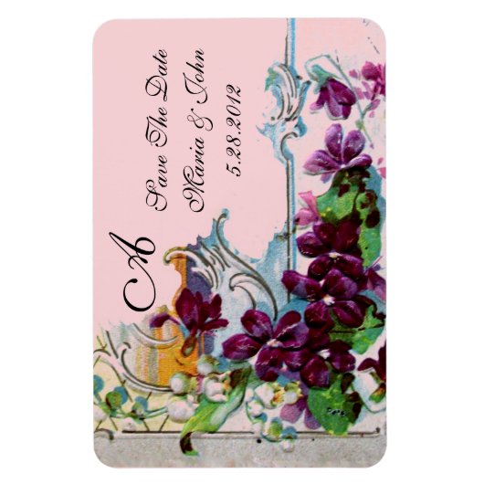 ROMANTİCA 4 MONOGRAM, sparen de Datum, groen, roze Magneet (Verticaal)