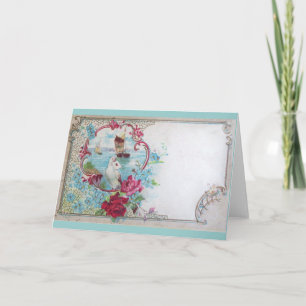 ROMANTICA, BLAUW ROOD ROZE BLOEMIGE ROZEN WITTE DU FEESTDAGEN KAART