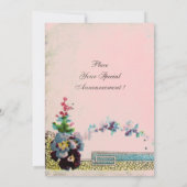 ROMANTİCA Blauw Roze Bloem Bruiloft Monogram Kaart (Achterkant)