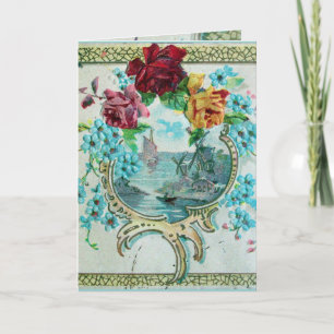 ROMANTICA, BLAUW ROZE BLOEMIGE ROZEN MET SLIK FEESTDAGEN KAART
