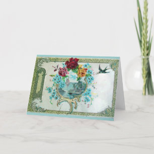 ROMANTICA, BLAUW ROZE BLOEMIGE ROZEN MET SLIK FEESTDAGEN KAART