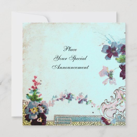 ROMANTICA Bloem Roze Turkoois Blauw Trouw Monogram Save The Date (Achterkant)