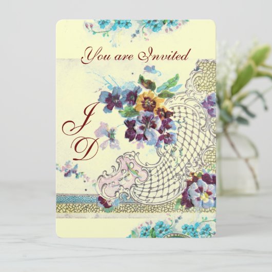 ROMANTICA Bloemisterij Blauw Roze Witte Bruidsvioo Kaart (Staand voorkant)