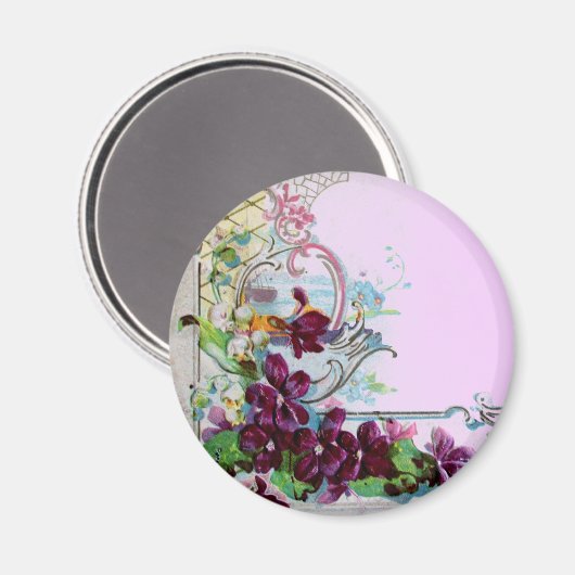 ROMANTICA Bloemrijke krullen met viooltjes paarse  Magneet (Voorkant / Achterkant)
