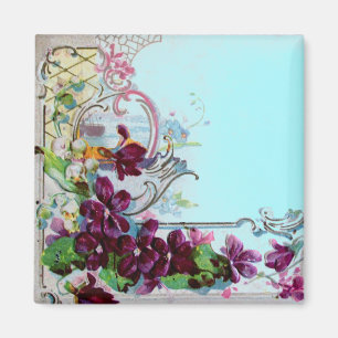 ROMANTICA Bloemrijke Krullen Paarse Viooltjes Blau Magneet