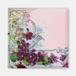 ROMANTICA Bloemrijke Krullen Paarse Viooltjes Roze Magneet