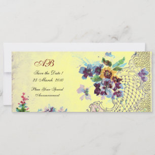 ROMANTİCA Blue Yellow Floral Wedding Programme Kaart