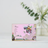 ROMANTICA Elegant Floral Basket, Pansies Monogram Visitekaartje (Staand voorkant)
