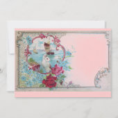 ROMANTICA Elegant Floral Blue Pink Wedding Party Kaart (Voorkant)