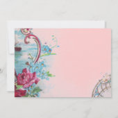 ROMANTICA Elegant Floral Blue Pink Wedding Party Kaart (Achterkant)