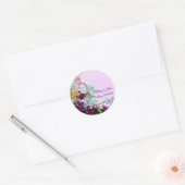 ROMANTICA/ELEGANT FLORAL/PANSIES, SNOWDROPS Roze Ronde Sticker (Envelop)