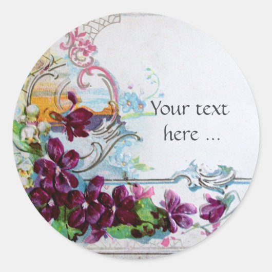 ROMANTICA/ELEGANT FLORAL/PANSIES, SNOWDROPS White Ronde Sticker (Voorkant)