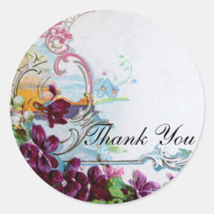 ROMANTICA/ELEGANT FLORAL/PANSIES, SNOWDROPS White Ronde Sticker