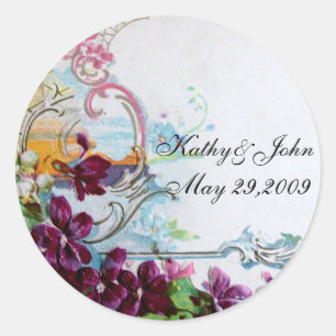 ROMANTICA/ELEGANT FLORAL/PANSIES, SNOWDROPS White Ronde Sticker