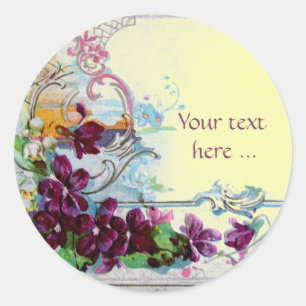 ROMANTICA/ELEGANT FLORAL/PANSIES, SNOWDROPS Yellow Ronde Sticker