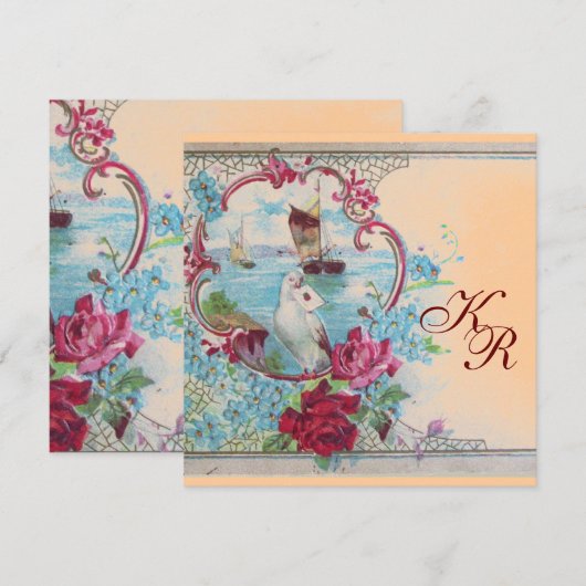 ROMANTİCA ELEGANT FLORAL WEDDING MONOGRAM AANKONDIGING (Voorkant / Achterkant)