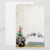 ROMANTİCA Elegant Wedding Floral, Pansies White Briefpapier (Voorkant / Achterkant)