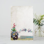 ROMANTİCA Elegant Wedding Floral, Pansies White Briefpapier (Staand voorkant)