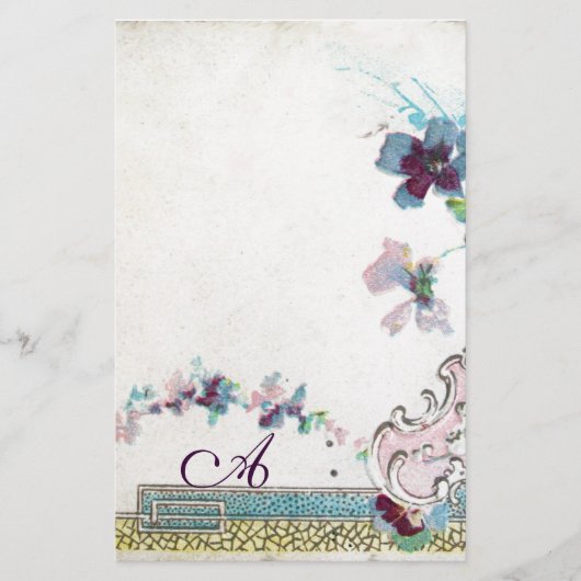 ROMANTİCA Elegant Wedding Flowers, Pansies Monogra Briefpapier (Voorkant)