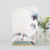 ROMANTİCA Elegant Wedding Flowers, Pansies Monogra Briefpapier (Staand voorkant)