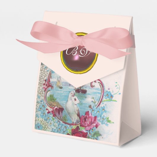 ROMANTICA ELEGANT WEDDING PINK GEM STONE MONOGRAM BEDANKDOOSJES (Voorkant Zijde)