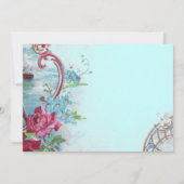 ROMANTICA, Elegante Klasse Bruiloftsfeest, roze bl Kaart (Achterkant)