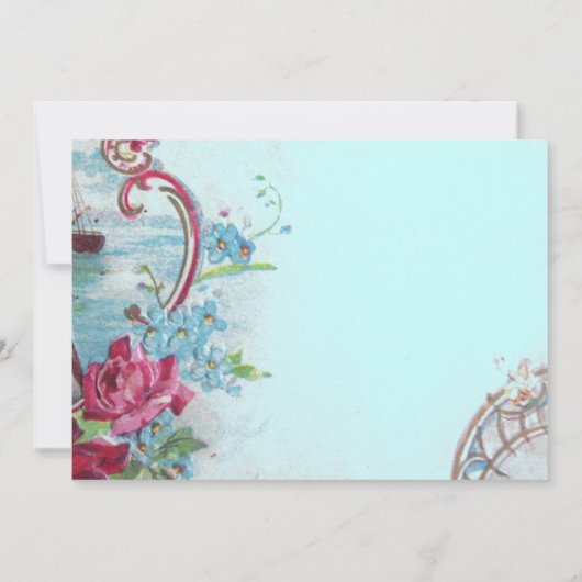 ROMANTICA, Elegante Klasse Bruiloftsfeest, roze bl Kaart (Achterkant)