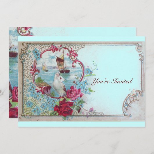 ROMANTICA, Elegante Klasse Bruiloftsfeest, roze bl Kaart (Voorkant / Achterkant)