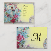 ROMANTICA FLORAAL MONOGRAM ROZEN, DOVE EN SEASCAPE VISITEKAARTJE (Voorkant / Achterkant)