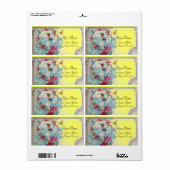 ROMANTICA, FLORAL BEACH WEDDING MONOGRAM Yellow Etiket (Full Sheet)
